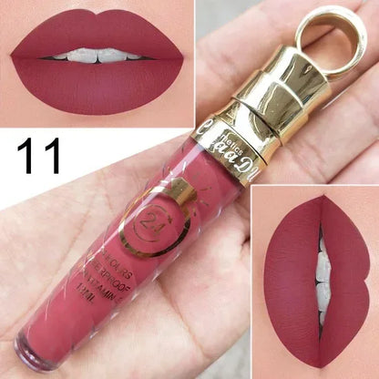 20 Colors Lipstick Waterproof Long Lasting Matte+Shimmer Mental Beauty Lip Gloss Nude Glitter Lip Gloss Beauty Sexy Lip Tint.