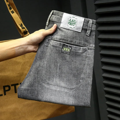 Y2k  Men Fashion Stylish Brand Denim Pants High Quality Designer Slim Fit All-match Trousers Casual Stretch Pencil Cropped Jeans.