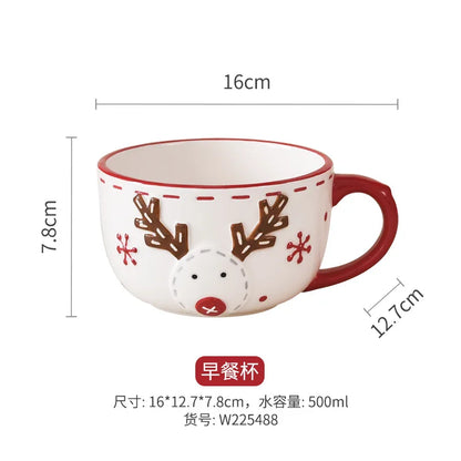 Nordic Stitching Santa Claus Dishes Plates Tableware Set Embossed Sealed Jar Seasoning Jar Western Ceramic Flat Plate Cup