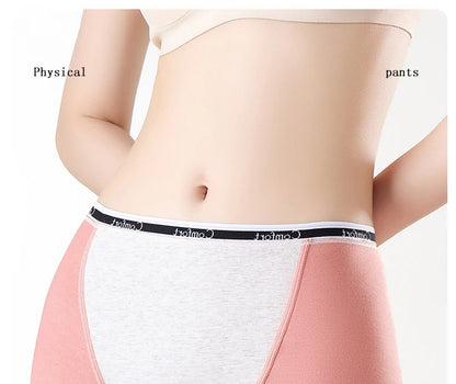 1pcs Cotton Women's Menstrual Panties Physiological Pants Leak Proof Underwear Ladies Period Panty High Waist Safety Briefs.