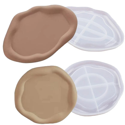 Creative Irregular Cloud Tray Silicone Mold Diy Oval Round Plaster Concrete Jewelry Storage Tray Home Decoration Casting Mold.