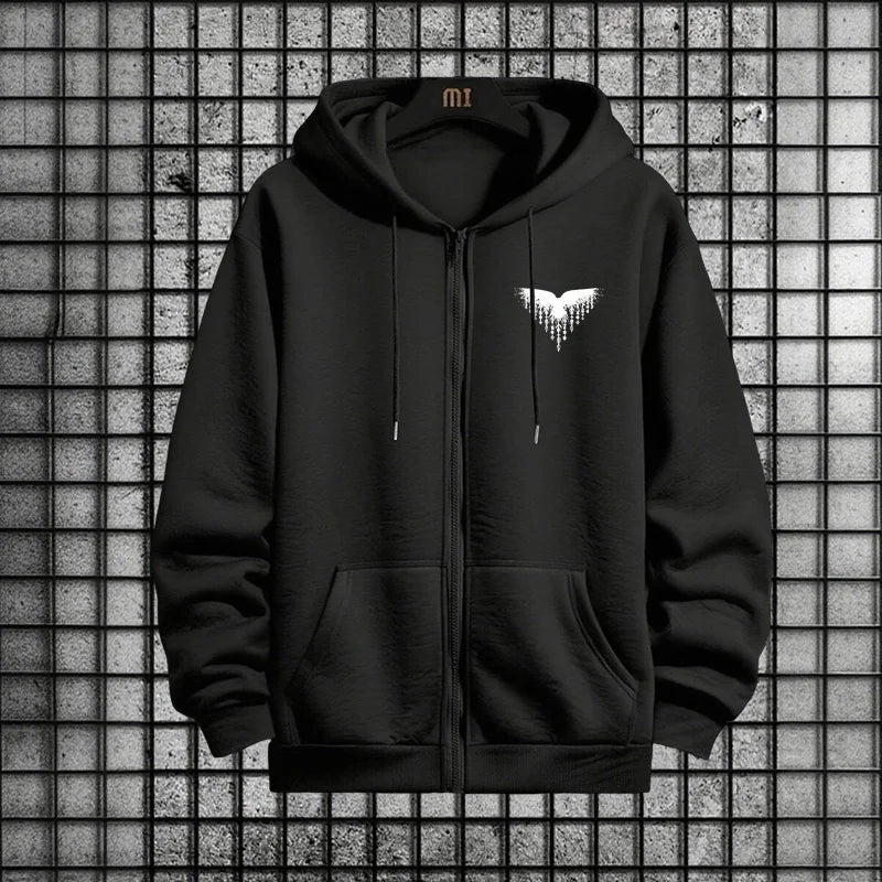 Ancient Viking Raven Print Hoodie Sweatpants Autumn Winter Daily Casual Sporty Jogger Set Urban Fashion Men's Zipper Tracksuit.