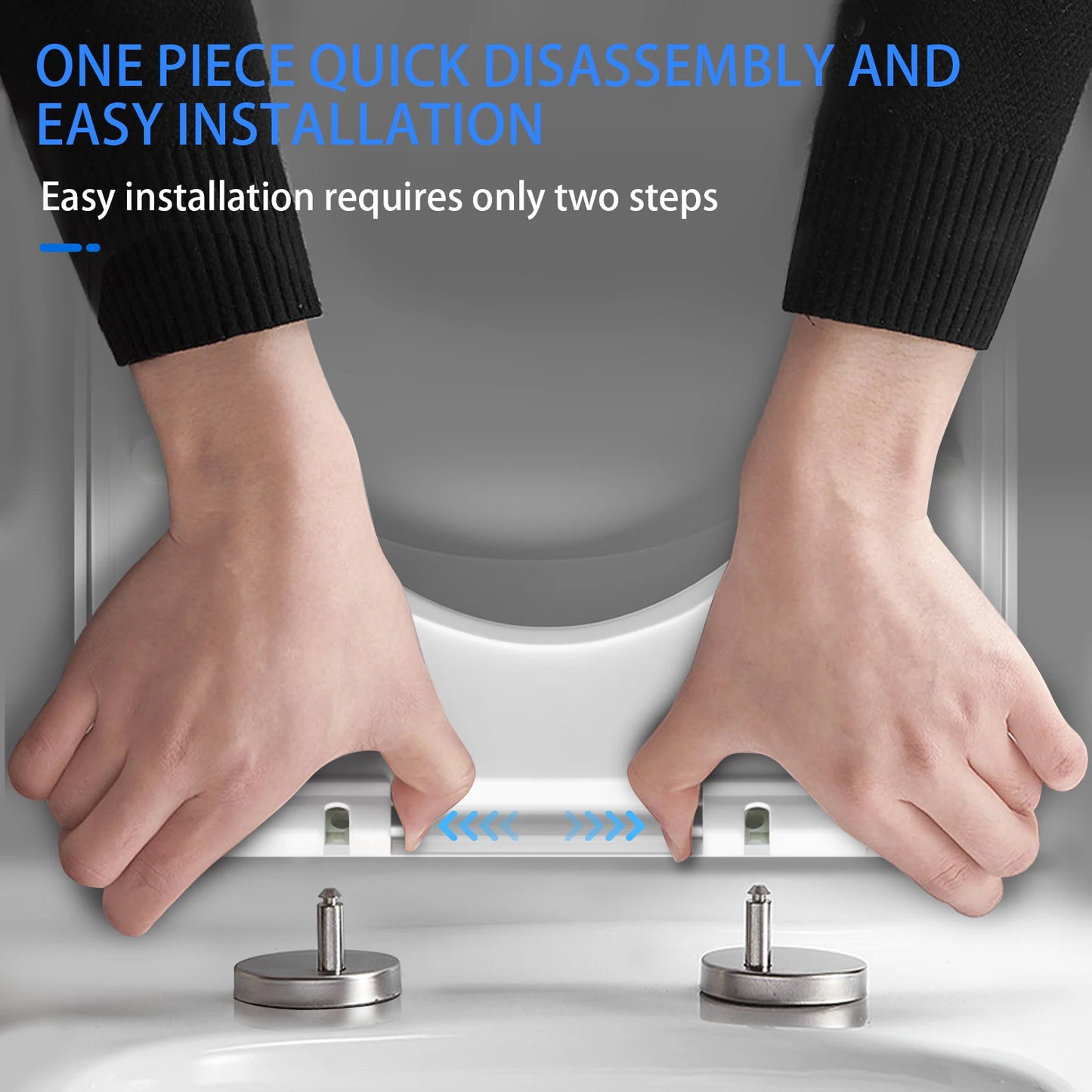 Badezimmer-Toilettensitz mit Soft-Close-Schnellverschluss, D-förmiger Toilettendeckel, einfache obere Befestigung mit 360-Grad-verstellbaren Scharnieren, Toilettensitze