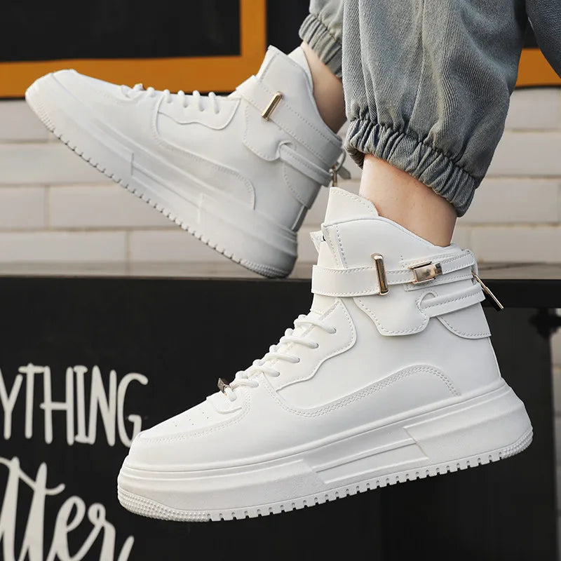 Hot Fashion Brown Sneakers Men 2024 Designer Men High Top Shoes Comfortable Platform Shoes Men Casual Mens Skateboard Sneakers.