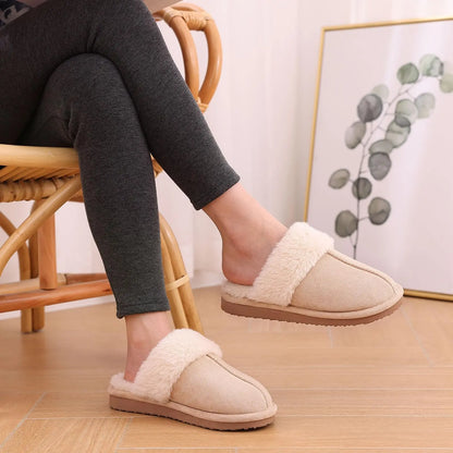 New Winter Fuzzy Women Slippers Indoor Soft House Shoes Fashion Brand Fluffy Suede Women Shoes Outdoor Antiskid Flat Slippers.