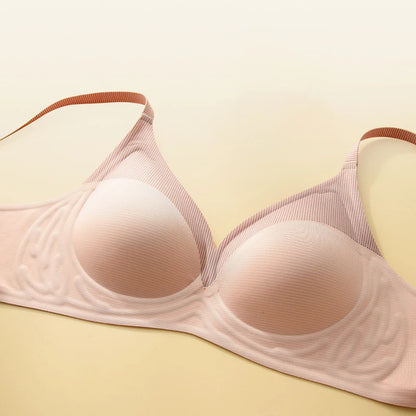 Stripe Color Contrast Soft Support Seamless Women Underwear Semifixed Cup Pad No Steel Ring Adjustable straps Gathered Woman Bra.