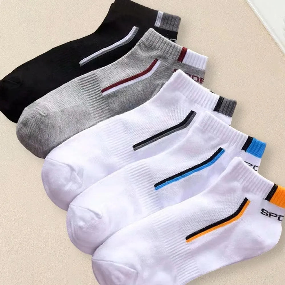 5 Pairs Men Summer Socks Trendy Fashionable Simple Versatile Men Ankle Socks Comfortable Lightweight Breathable Casual Socks.