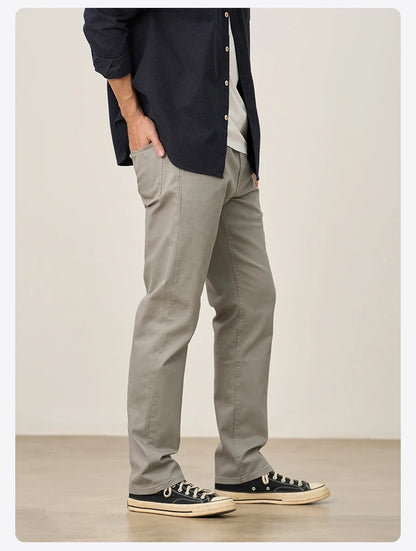 SIMWOOD 2025 Autumn Winter New Regular Straight Pants Men 320gsm Fabric Smart Casual Chinos Trousers.