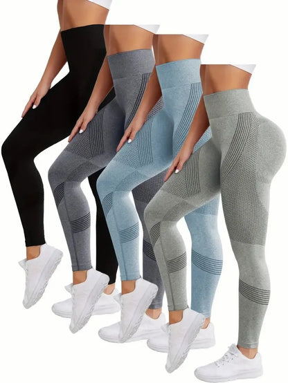 High Waisted Seamless Stretch Athletic Yoga Pants Leggings  Ultra Breathable Quick-Drying for Running Fitness Solid Colors.