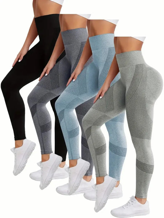 High Waisted Seamless Stretch Athletic Yoga Pants Leggings  Ultra Breathable Quick-Drying for Running Fitness Solid Colors.