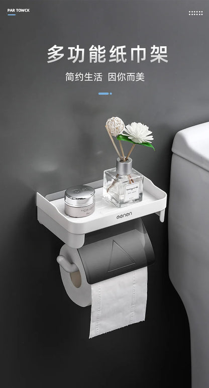 Wand Halterung Toilettenpapier Halter Top Kleinigkeiten Lagerung Kunststoff Wasserdichte Rollen Papier Lagerung Rack Badezimmer Tissue Organizer Regale