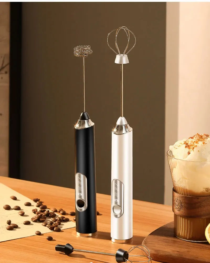High Quality Electric Milk Frother Foam Maker Handheld USB Rechargeable Foamer High Speeds Drink Mixer Coffee Frothing Wand.