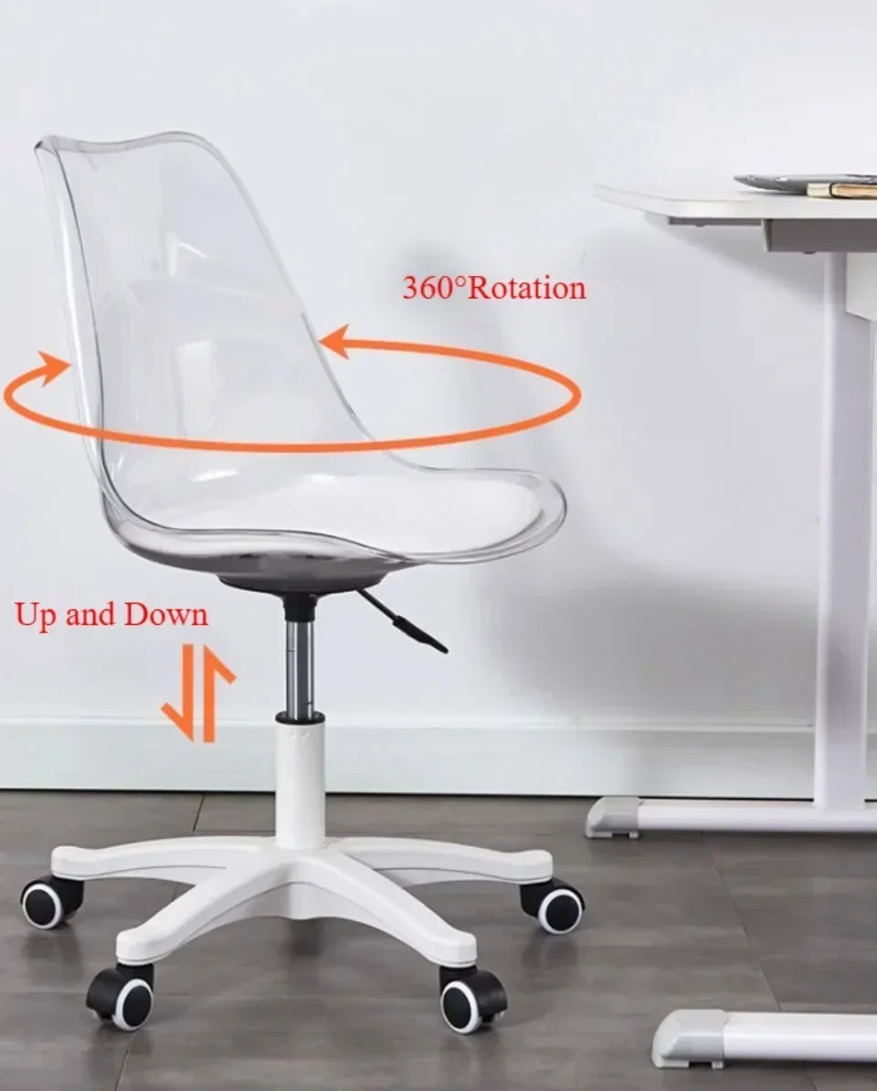 Weiches Kissen Rotierender Computerstuhl Transparenter Kunststoff Drehstuhl Haushalt Schlafzimmer Hebetische Stühle Haushaltsgegenstände