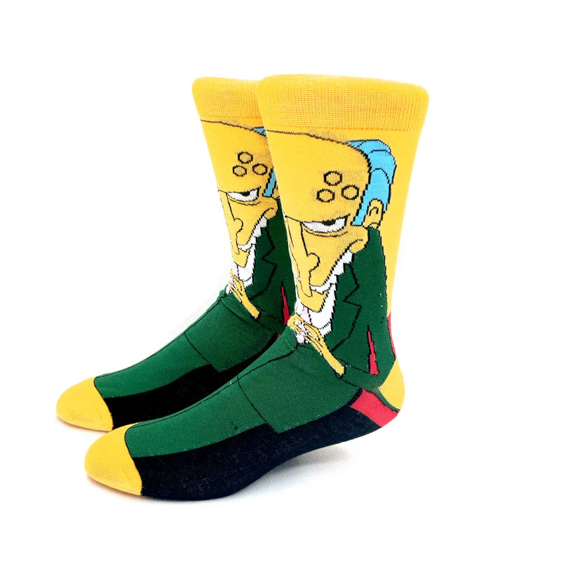New 1 Pair The Simpsons Harajuku Women Men Socks Cartoon Personality Skateboard Socks Anime Middle Tube Cotton Unisex Socks