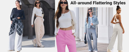 TACVASEN Fleece Hose mit weitem Bein Damenmode hoch taillierte Jogging hose Lounge hose weiche warme Winter Baggy Hose Streetwear