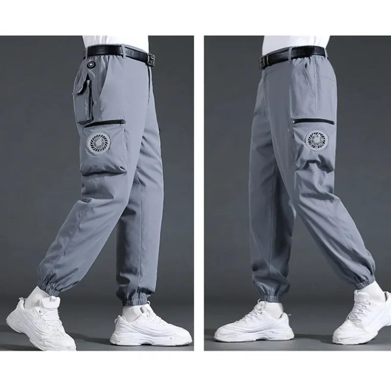 Fan Pants Cold Fishing Pure Cotton Site Welder Camping Ride Climbing Hiking Sports Fan Suit Air-Conditioning Clothes Fan Cooling.
