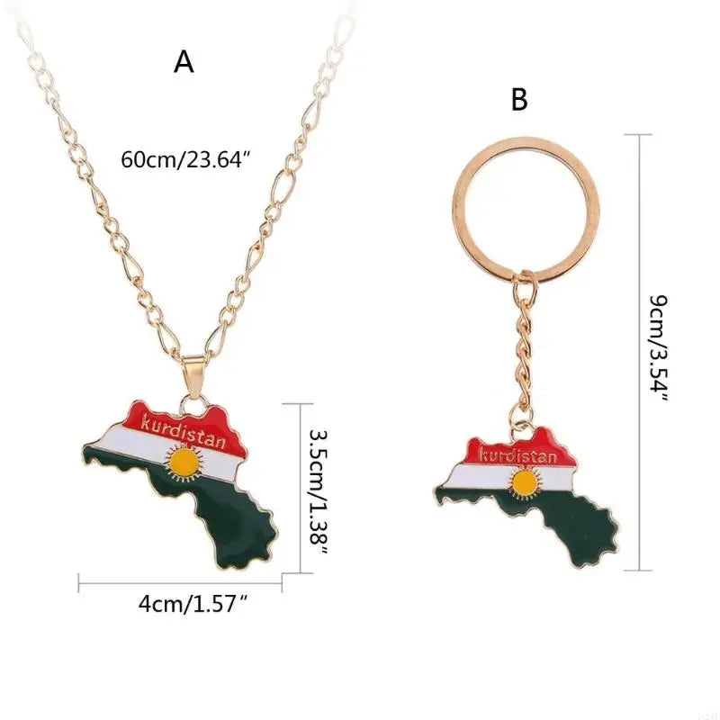 U2JF Unisex Kurdistan Map Pendant Necklace for Women Men Choker Keychain Gift.