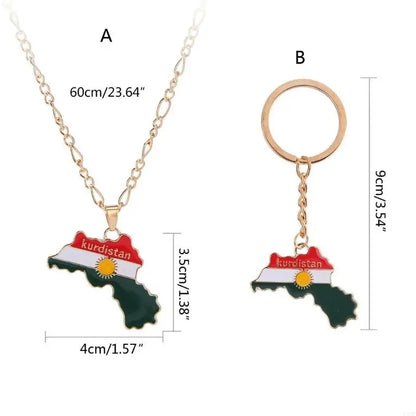 U2JF Unisex Kurdistan Map Pendant Necklace for Women Men Choker Keychain Gift.