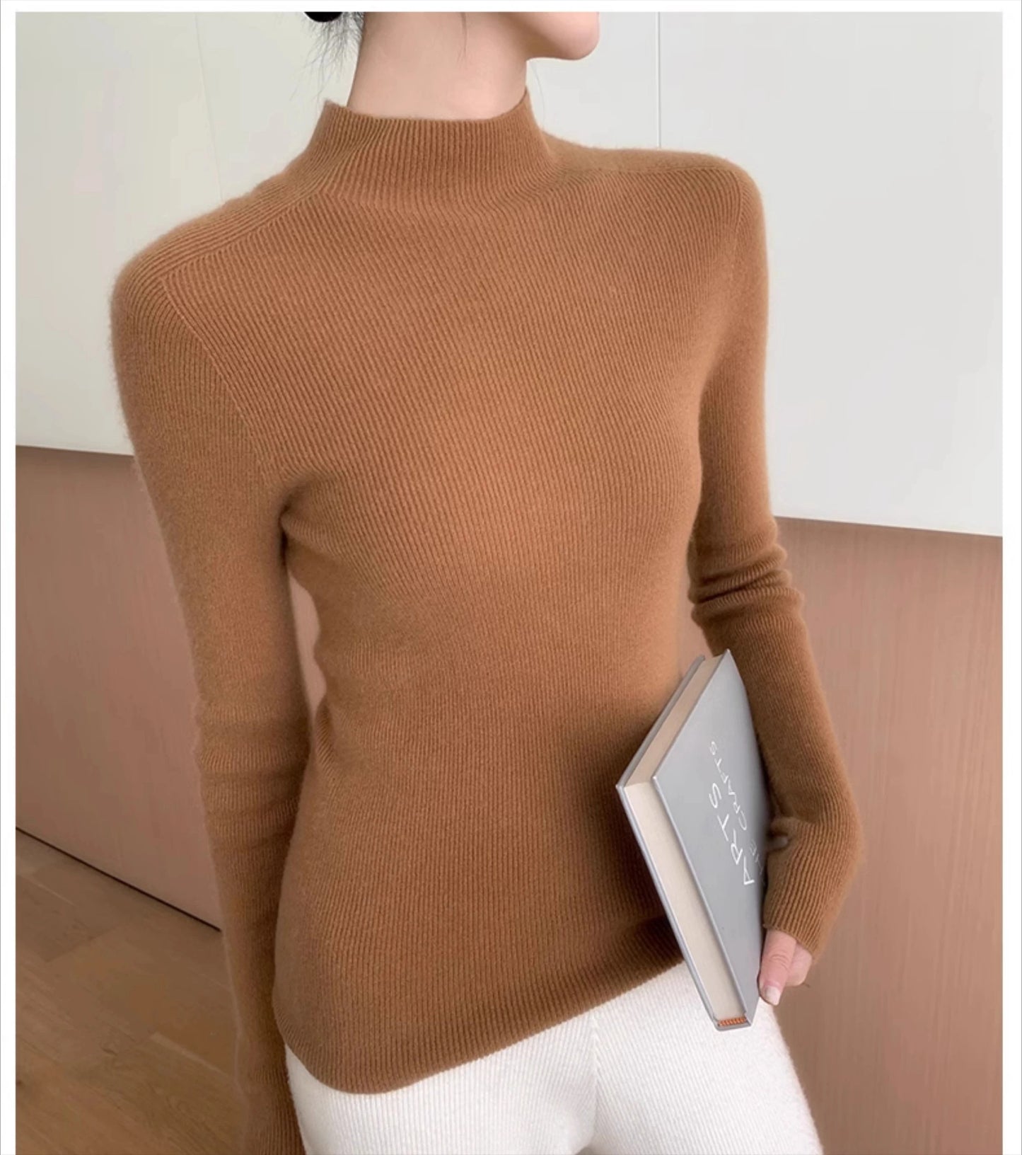 Women Fashion Tops Autumn Winter 2025 Turtleneck Sweater Women Knitted Pullovers Korean Style Simple Base Layer Knitted Sweater.