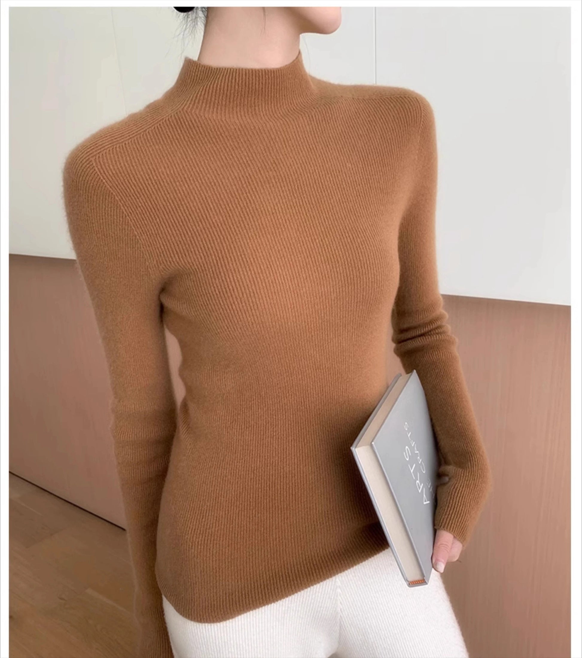 Women Fashion Tops Autumn Winter 2025 Turtleneck Sweater Women Knitted Pullovers Korean Style Simple Base Layer Knitted Sweater.