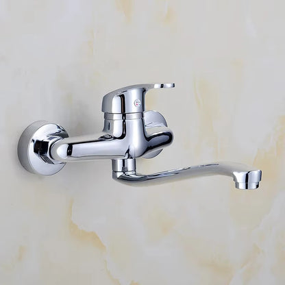 Chrome/black wall-mounted swivel, two-way spout, water stream sprayer, hot and cold water flexible hose kitchen mixer tap