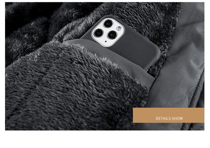 Thick Coat Winter Outdoor Running Sports Windproof Warm Fleece Hooded Cargo Jacket Men Removable Hood Thick Warm Fleece Jacket
