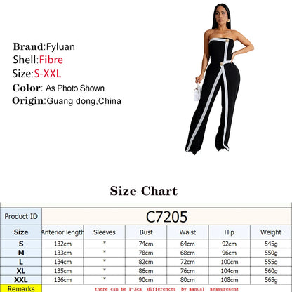 Elegant Sleeveless Wrap Chest Women's Button Strapless Irregular Jumpsuits 2025 One PieceWide Leg Outfits Night Club Streetwear.