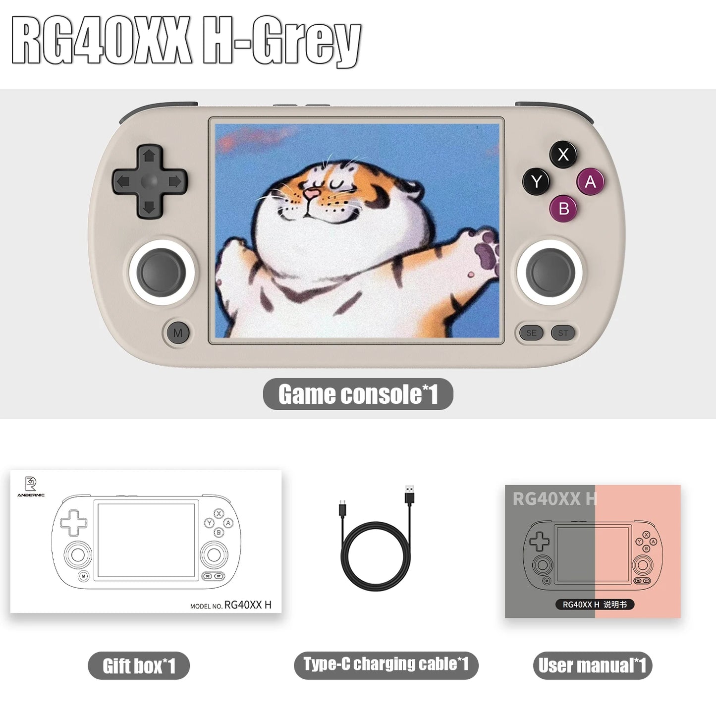 ANBERNIC RG40XX H Handheld Game Console 4.0-in 640*480 IPS Screen 3200mAh 64 Bit System With RGB Light Built in 5K+Games RG40XXH.