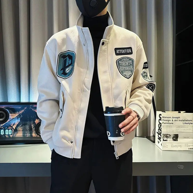 Male Bomber Jackets Stand Collar Short Korean Reviews Many Original Brands Men's Quilted Padded Coats Winter Casual Stylish Work.