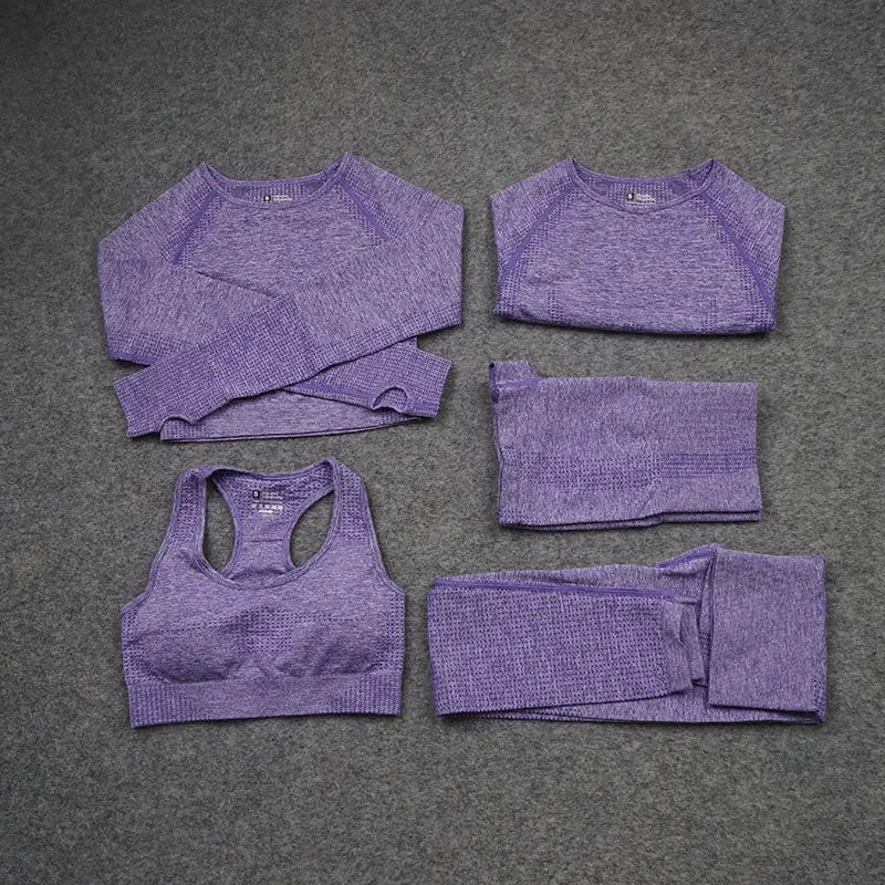 Sexy Seamless Knitted Yoga Sportswear Set Women's Quick Dry Tight Fitness Clothes Set Comfortable High-End Sensation.