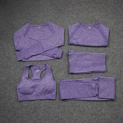 Sexy Seamless Knitted Yoga Sportswear Set Women's Quick Dry Tight Fitness Clothes Set Comfortable High-End Sensation.