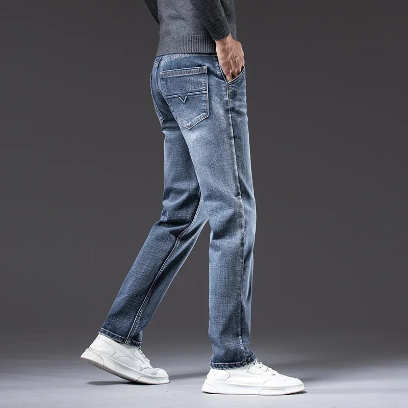 Herbst Winter Neue Business herren Jeans Klassische Mode Stretch Gewaschen Casual Denim Hosen Bequeme Gerade Männliche hosen.