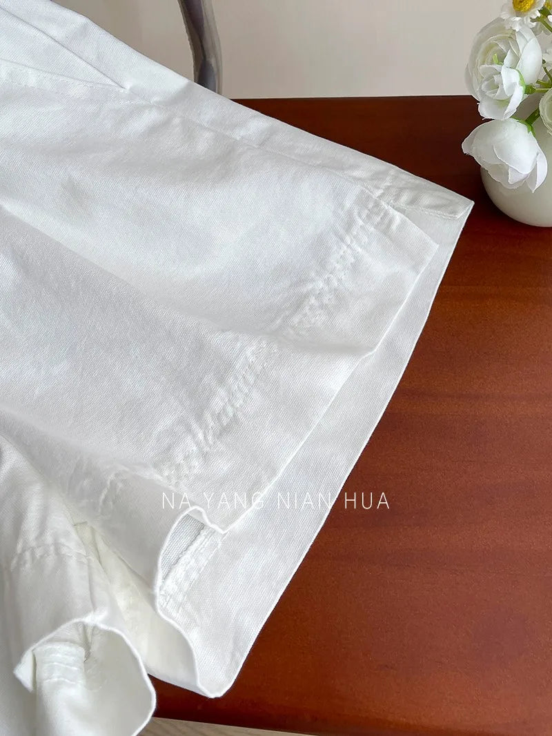 Beiyingni Korean Women High Waist Shorts With Belt Elegant Cotton Linen Casual Slim Female Shorts White Street Short Cargo Pants.