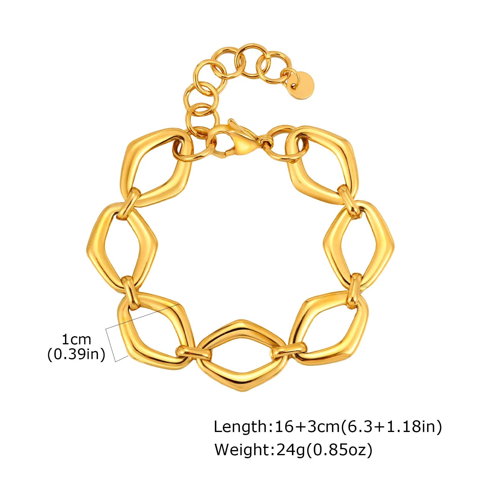 Chunky Bold Toggle Bracelets for Women, Stainless Steel OT Buckle Link Chain Bracelet Gold Plated Tarnish Free.