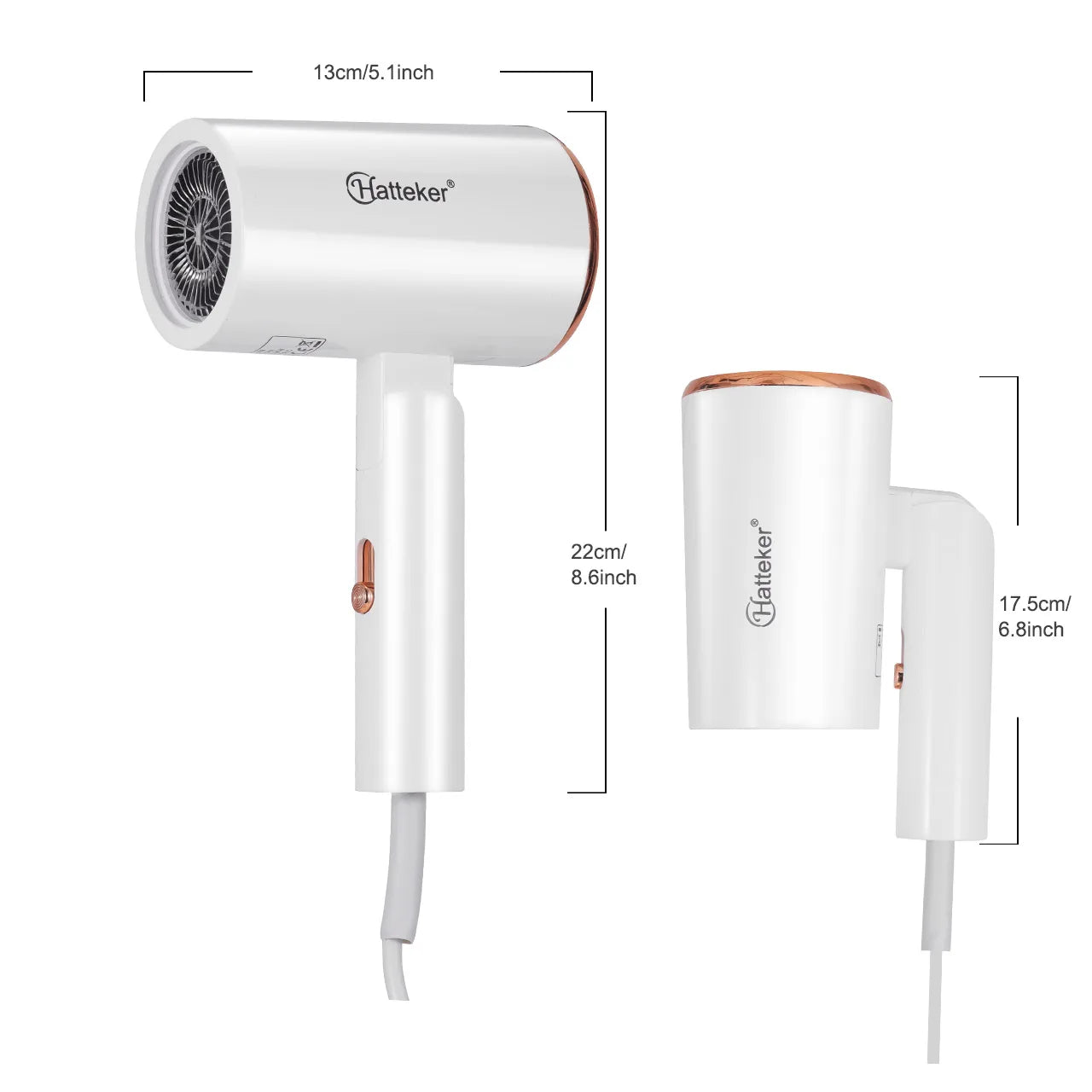 Hatteker 3-level Folding Hairdryer 2600W Hot Air Anion Hair Care for Home Travel Hair Dryer Dormitory Blow Drier 220V-240V EU