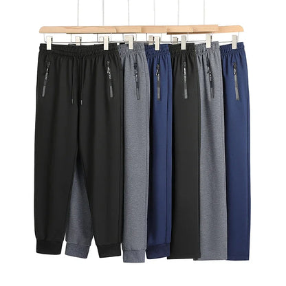 Summer Big Size Men's Pant Drawstring Stretch Sport Jogger Trouser Male Plus Large Fit Zip Pocket 4XL 5XL 6XL 7XL 8XL Grey Black.