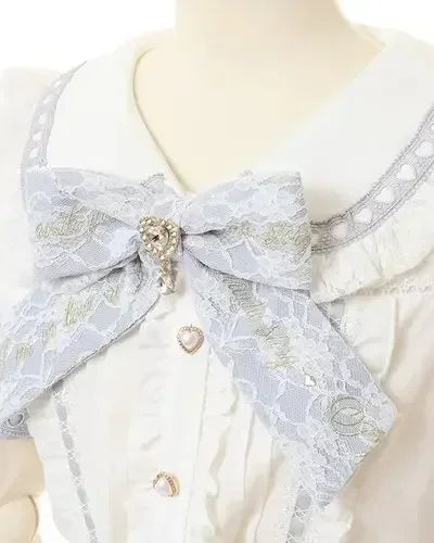 Rojita Stil Spitze Kragen Lolita Hemd Mode frauen Tops Sommer Nette Süße Bogen Schulter Slim Fit Kurzarm Blusen weibliche