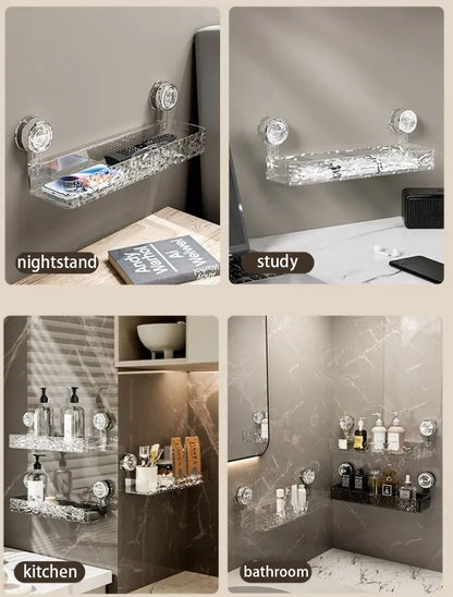 Wellpappe-Saugnapf-Aufbewahrungsregal für Badezimmer, Wandmontage, nicht stanzbar, Waschraum, Waschbecken, Waschbecken, Eck-Duschgel-Aufbewahrungsregal