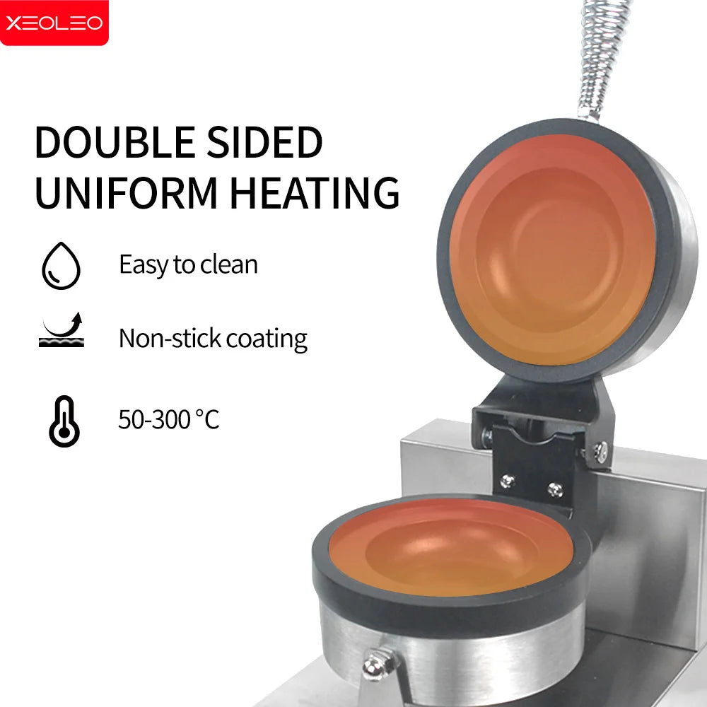 XEOLEO Electric Ice Cream Waffle Machine UFO Burger Maker 1200W Hamburg Gelato Panini Press Machine   Sandwich Press Maker.