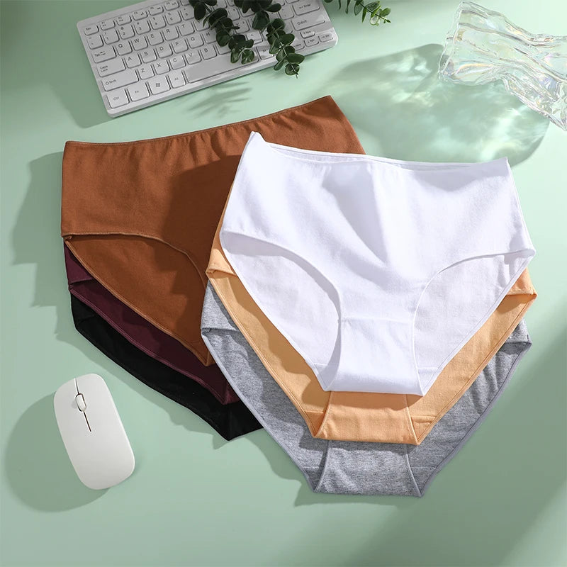 4Pcs/Set Comfort Cotton Panties Women High Waist Briefs Seamless Underwear Breathable Underpants Plus Size Panty S-2XL Intimates.