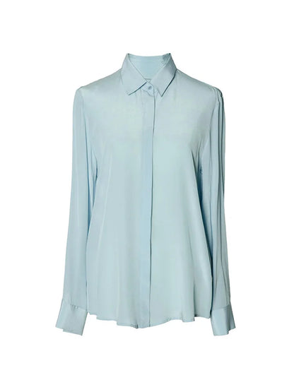 SuyaDream Damen-Seidenhemden, 100 % echte Seide, solide, langärmelige, schicke Blusen mit Knöpfen, 2025, Frühling, Sommer, Büro-Dame-Top, Weiß