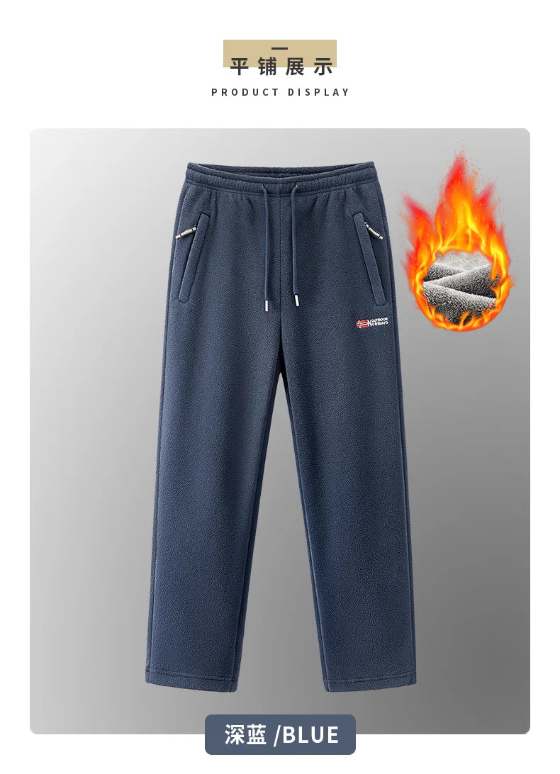 Winter Fleece Ski Pants Men's High Quality Extreme Cold Wool Thick Warm Trousers Women New 2025 Outdoor Camping Work Sweatpants.