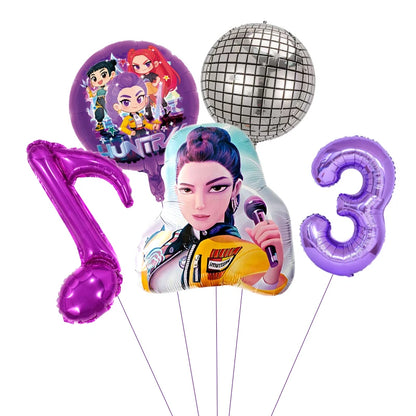 1 Set Kpop Dämonenjäger Thema Ballon Mädchen Alles Gute zum Geburtstag Party Dekoration Kinder Baby Dusche Geschenke Lieferungen