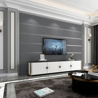 Hirschhaut Samt horizontal gestreifte Tapete Wohnzimmer Schlafzimmer gestreifte Film- und Fernsehwand 3D-Relief verdickte Tapete