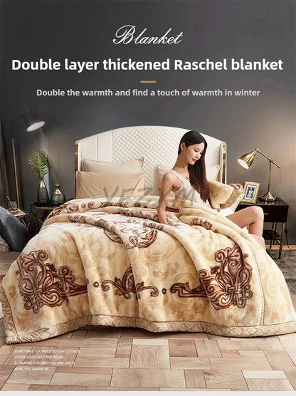 New Warm Weighted Blankets for Beds High End Thicken Warmth Raschel Blanket for Winter Autumn Double Side Plush Comforter Quilt.