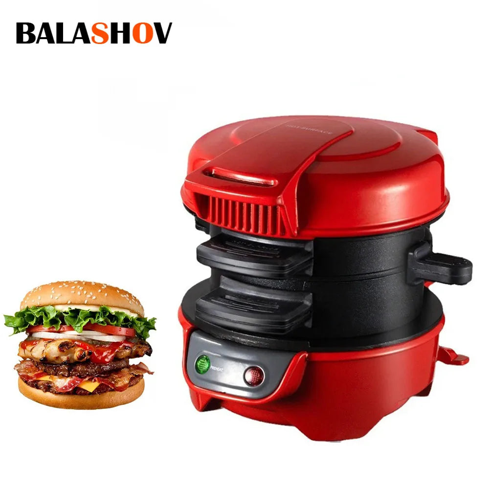 Household Breakfast Burger Machine Hamburg Sandwich Maker 220V Bread Muffin Maker Non Maker Stick Plates Electric Burger Maker.