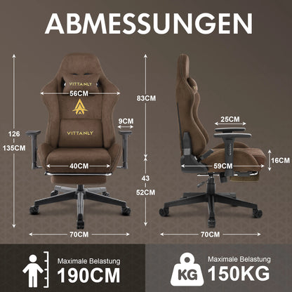 Ergonomischer roter Gaming-Stuhl für Erwachsene, Innen-PC, Computerstuhl, Rennbürostuhl, höhenverstellbarer Drehstuhl aus Wildleder