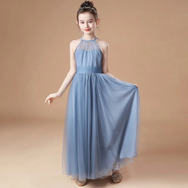 Formelle Kleidung für Kinder, hochwertiges graues Mädchen-Geigen-Performance-Kleid, große Kinder, Orchester-Host-Kleid, Blumenmädchen, Frühling und Herbst.