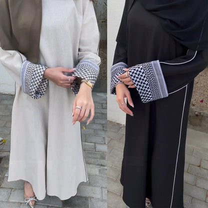 Linen Closed Abaya Keffiyeh Muslim Dress Printed Abayas for Women Dubai 2025 Luxury Turkey Ramadan Islamic Clothes Kaftan Robe.