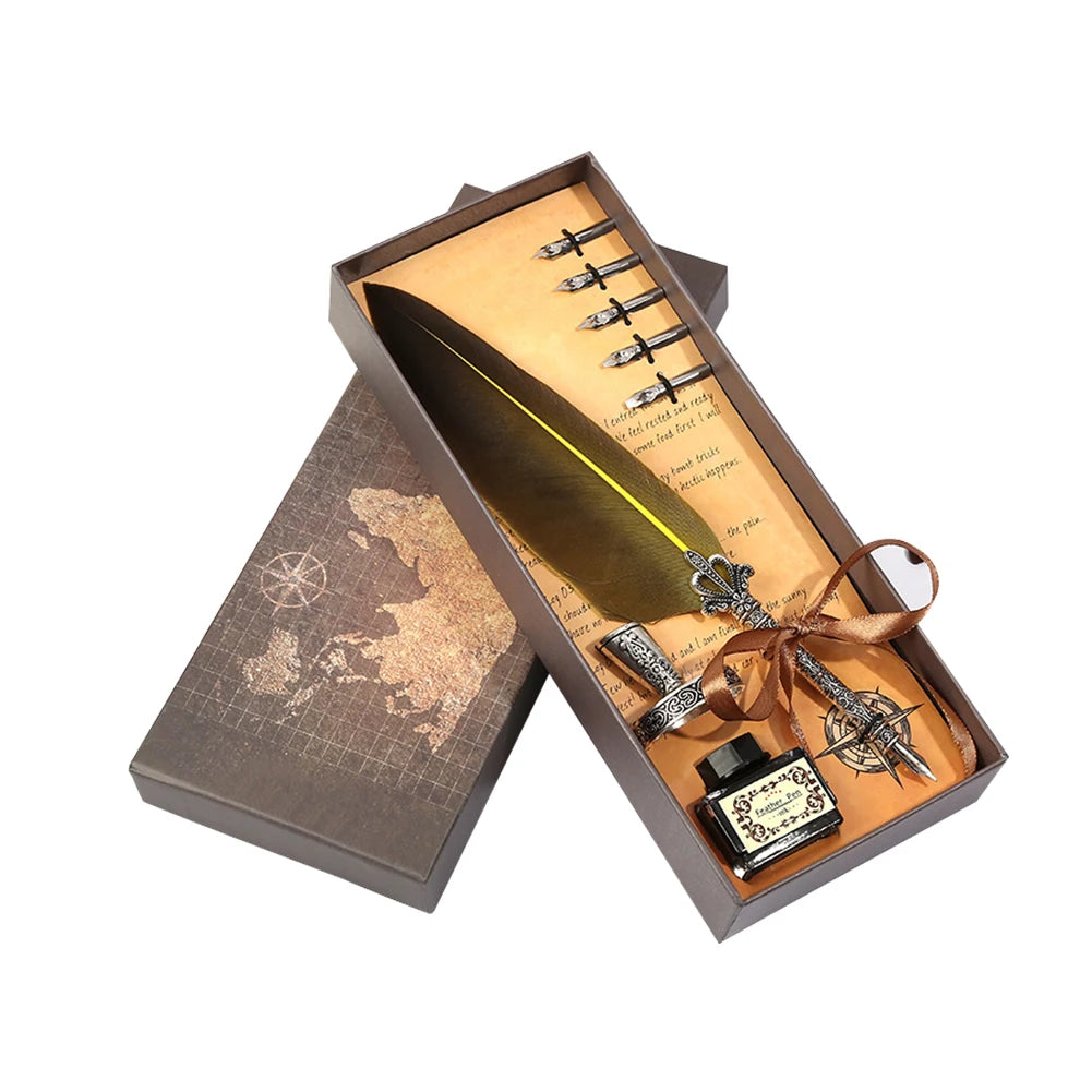 Retro Vintage Kalligraphie Feder Dip Stift Brunnen Stifte Schreiben Tinte Set Kreative Schreibwaren Quill Stift Kunst Liefert Handwerk Geschenke.